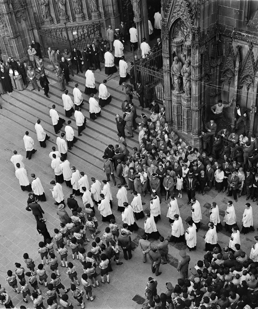 Exaltación franquista, catedral, Barcelona, 1962