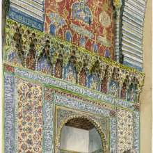 Granada. Alhambra. Nicho en la entrada del Salón de los Embajadores (Escena orientalista)