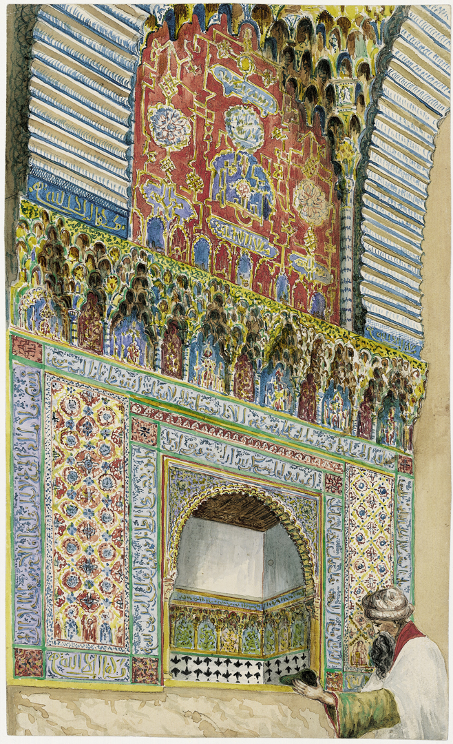 Granada. Alhambra. Nicho en la entrada del Salón de los Embajadores (Escena orientalista)