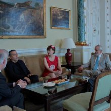 Recibimiento oficial, de izq. a der. D. Javier Blas, Marvin Camacho Villegas, Susan Campos Fonseca, D. Ismael Fernandez de la Cuesta, D. Antonio Bonet Correa, Real Academia de Bella Artes de San Fernando, Madrid.